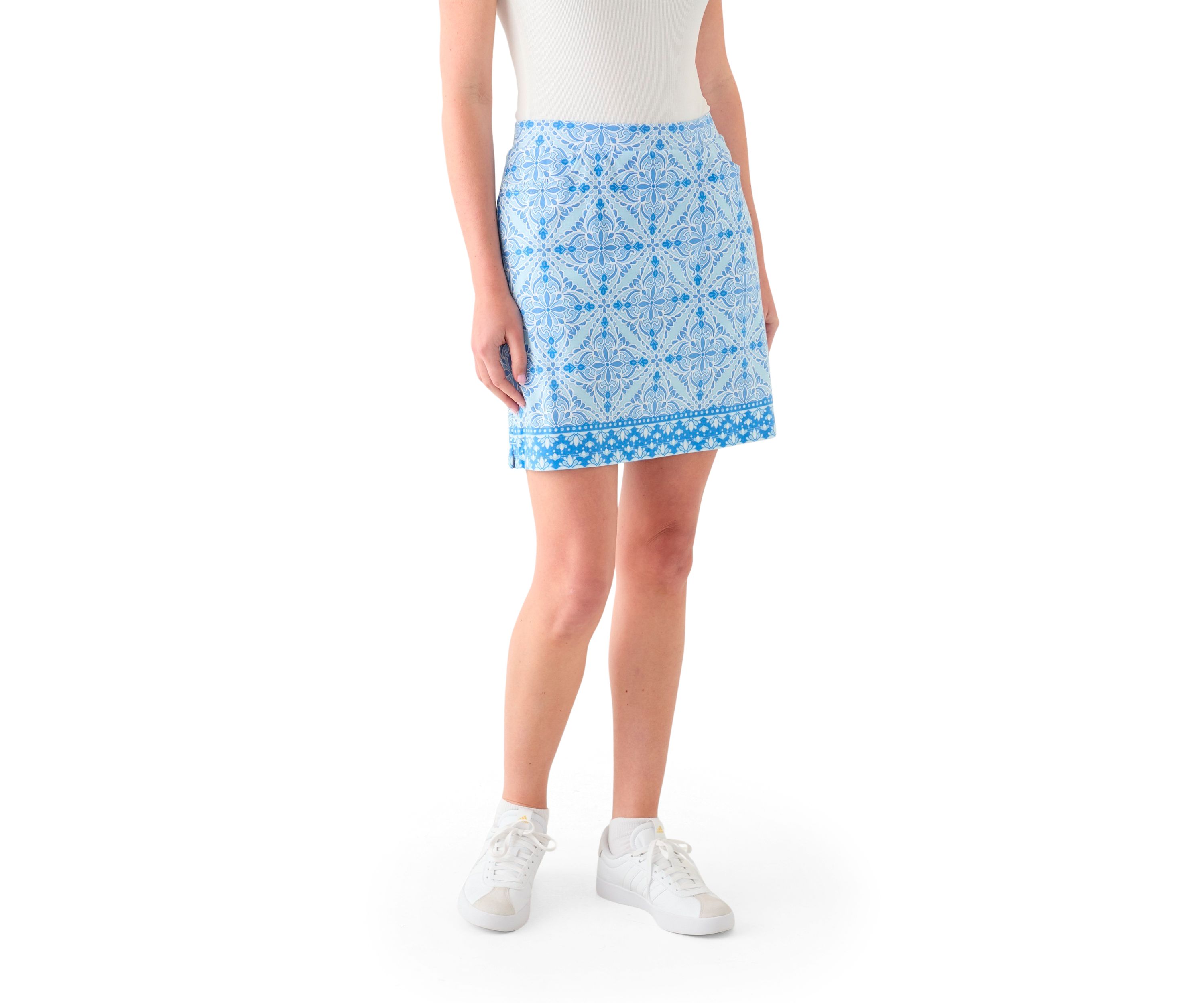 Womens Border Print Knit Skort