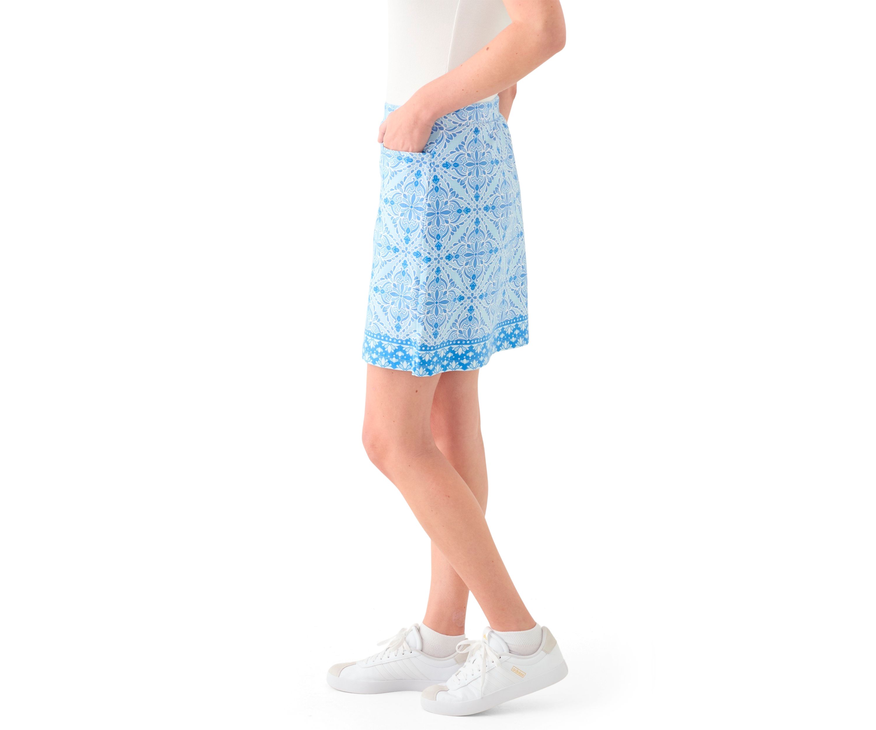 Womens Border Print Knit Skort