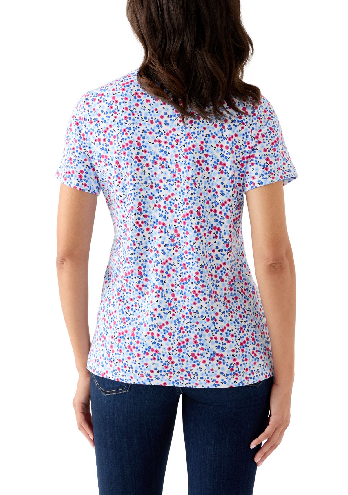 Womens Short Sleeve Crew Neck Print T-Shirt