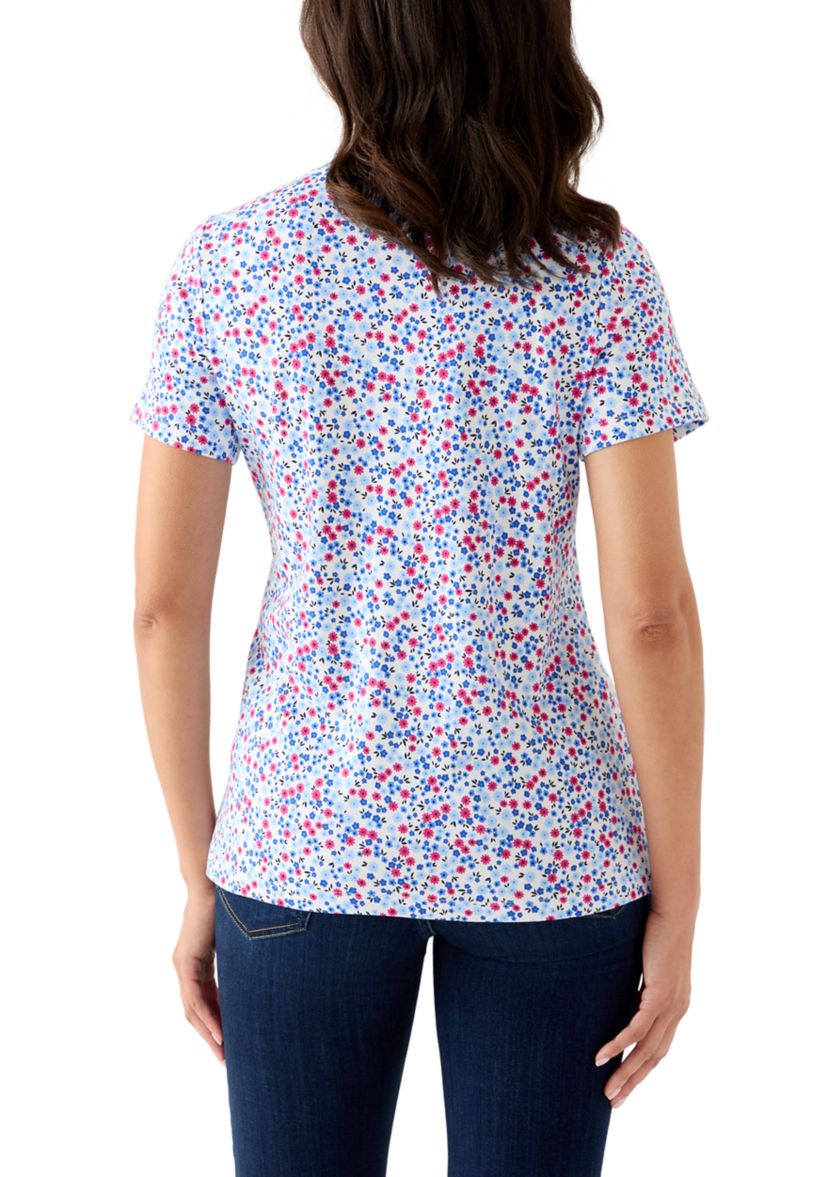 Womens Short Sleeve Crew Neck Print T-Shirt