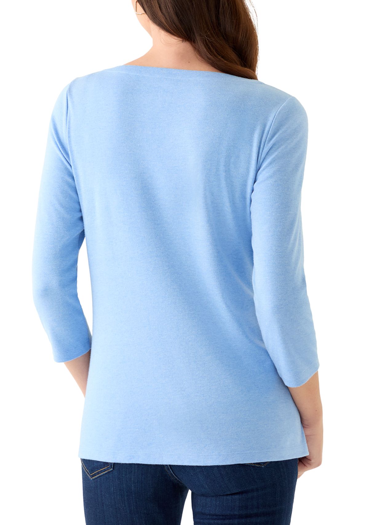 Womens 3/4 Sleeve Split Neck Top
