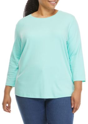 Kim Rogers® Plus Size Perfectly Soft 3/4 Sleeve V-Neck T-Shirt | belk