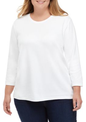 Kim Rogers® Plus Size 3/4 Sleeve Solid Shirt | belk