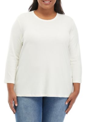 Kim Rogers® Plus Size 3/4 Sleeve Solid Shirt | belk