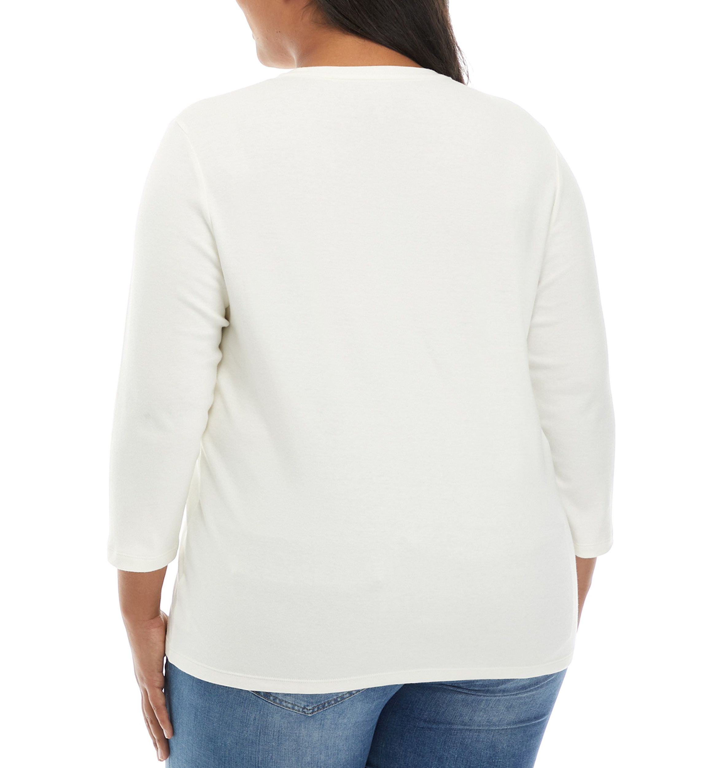 Plus Size 3/4 Sleeve Solid Shirt 