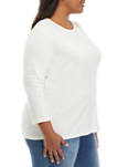 Plus Size 3/4 Sleeve Solid Shirt 