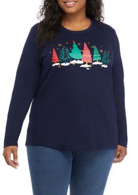 Wholesale Womens Plus Size Holiday Print Fleece Lined Long Sleeve Top – S&G  Apparel