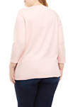 Plus Size Perfectly Soft 3/4 Sleeve Crew Neck T-Shirt