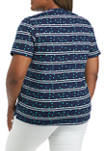 Plus Size Short Sleeve V-Neck Printed T-Shirt 
