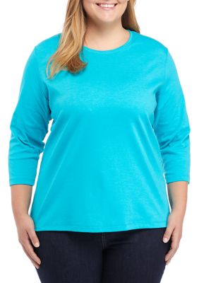 Kim Rogers® Plus Size 3/4 Sleeve Crew Neck Top | belk