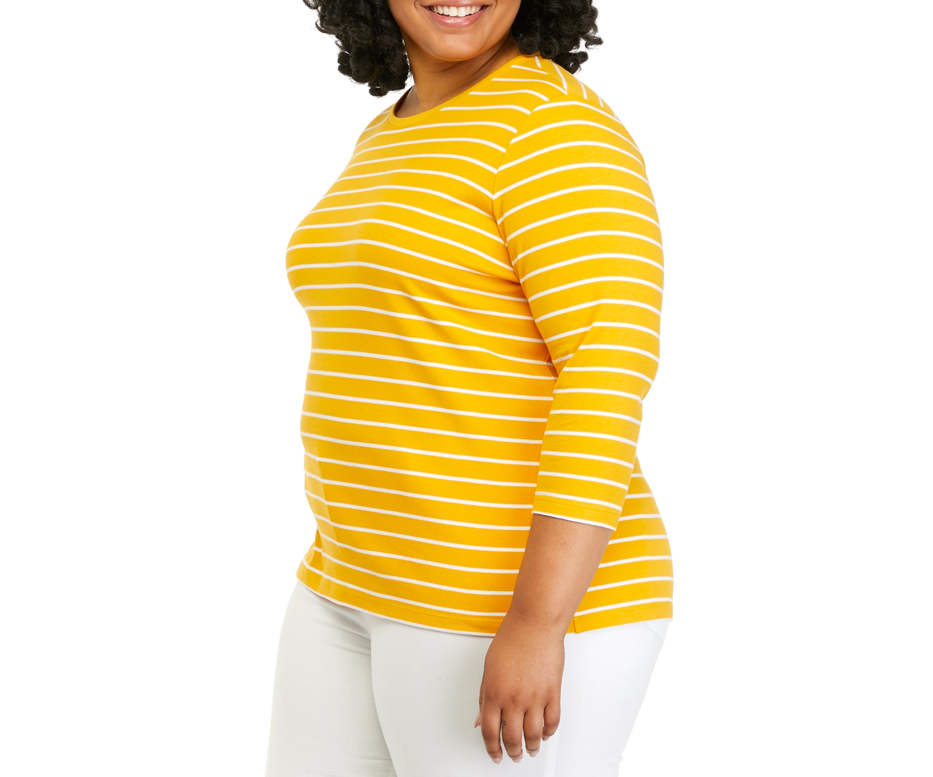 Plus Size 3/4 Sleeve Crew Neck Top