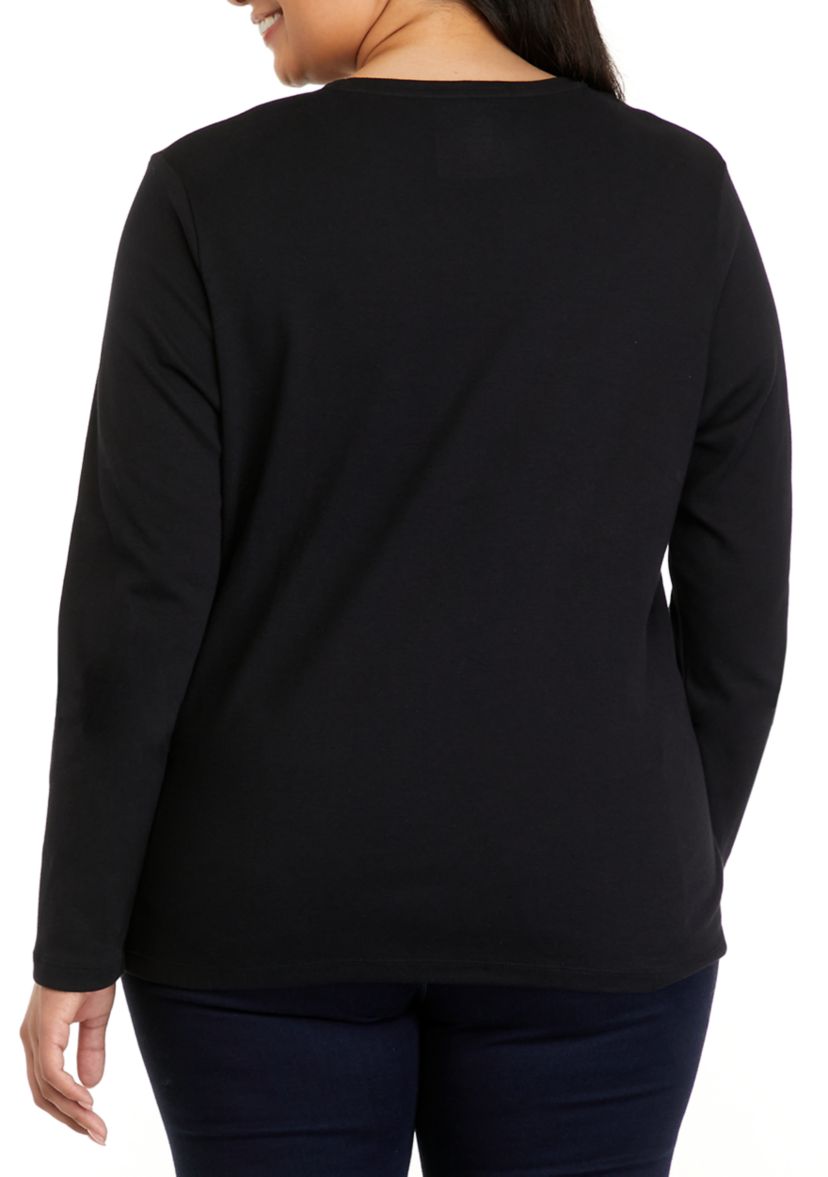 Plus Size Long Sleeve Crew Neck Solid Top