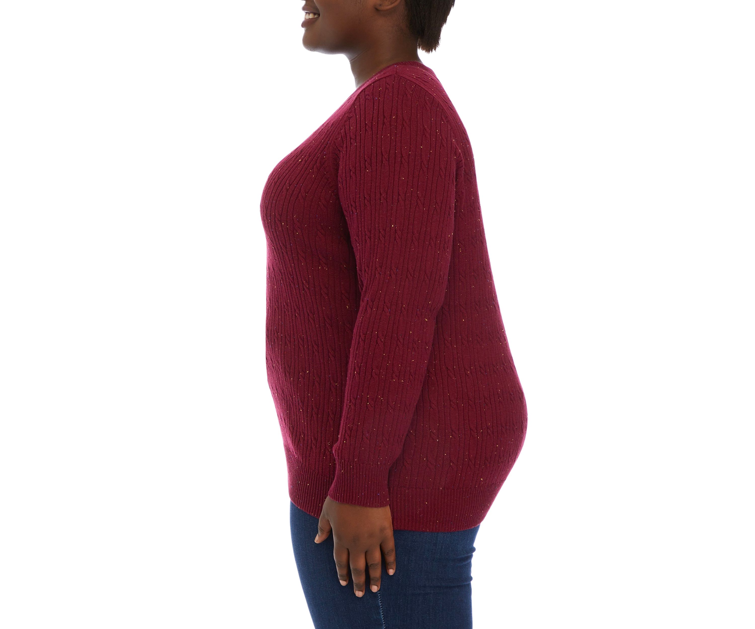 Plus Size Long Sleeve Cable Crew Neck Sweater
