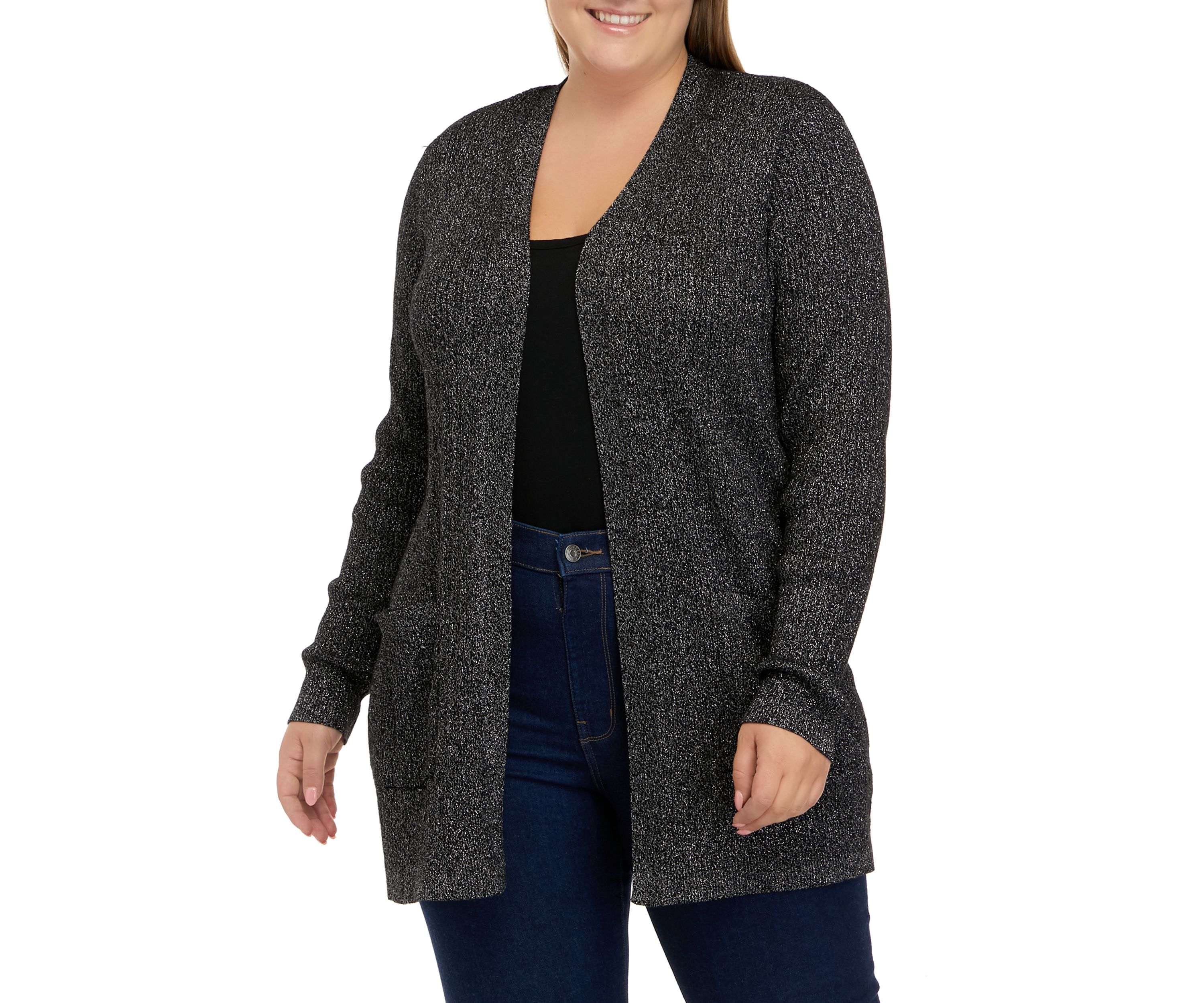 Plus Size Long Sleeve Cable Cardigan Sweater