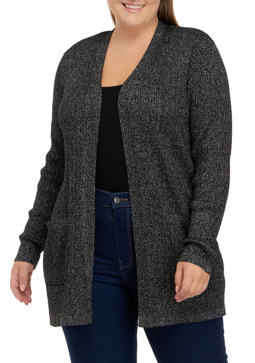 Plus Size Long Sleeve Cable Cardigan Sweater