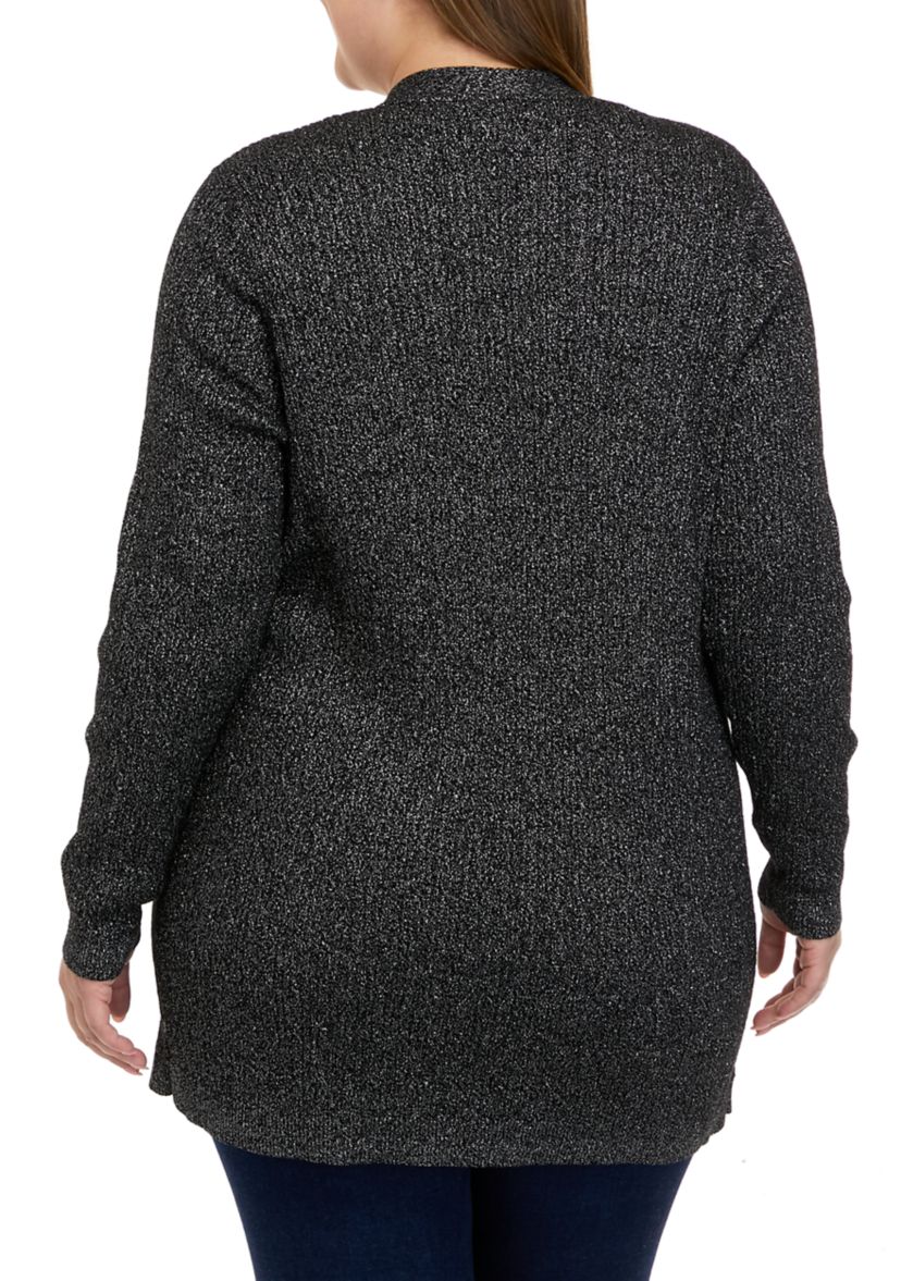 Plus Size Long Sleeve Cable Cardigan Sweater
