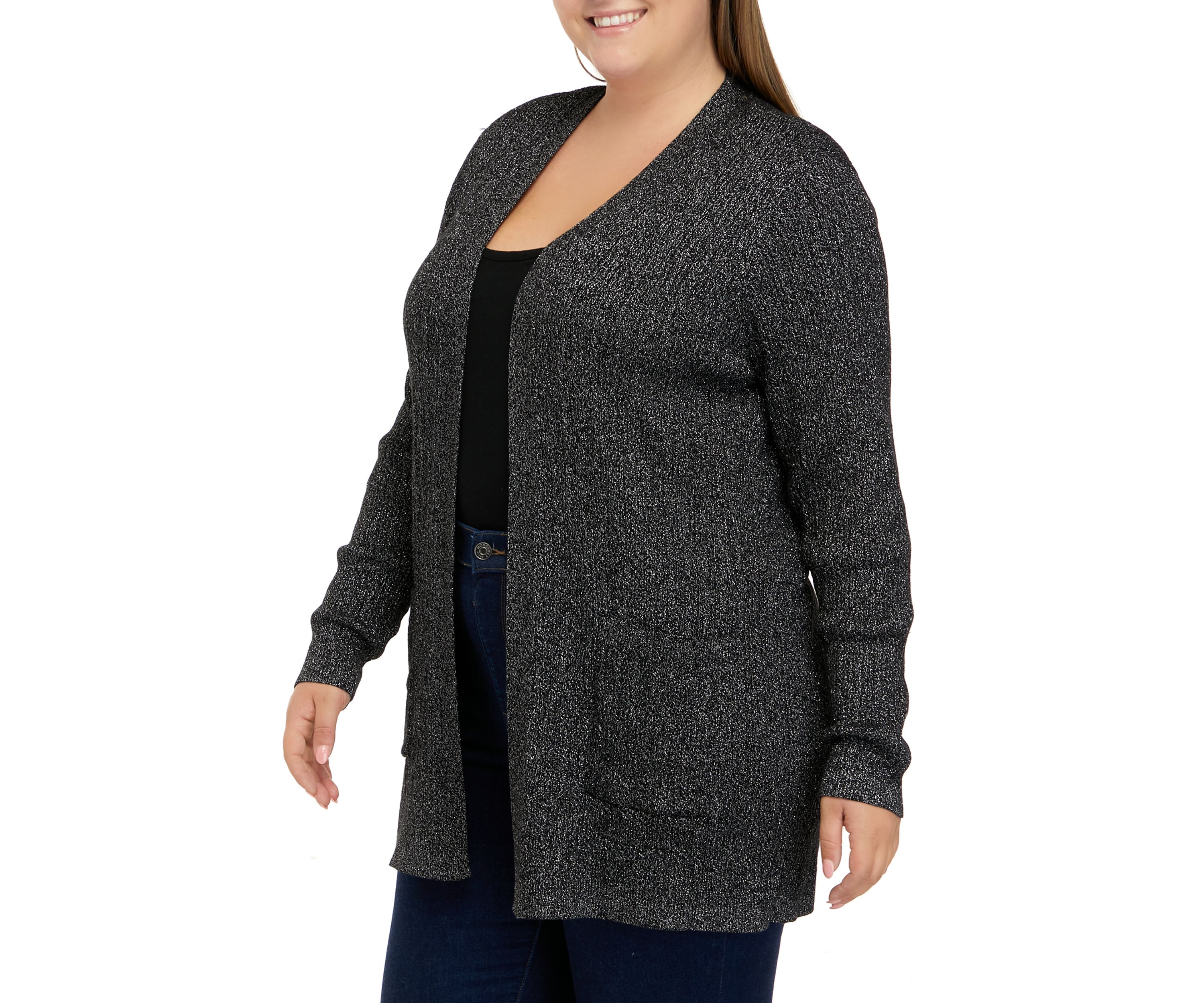 Plus Size Long Sleeve Cable Cardigan Sweater