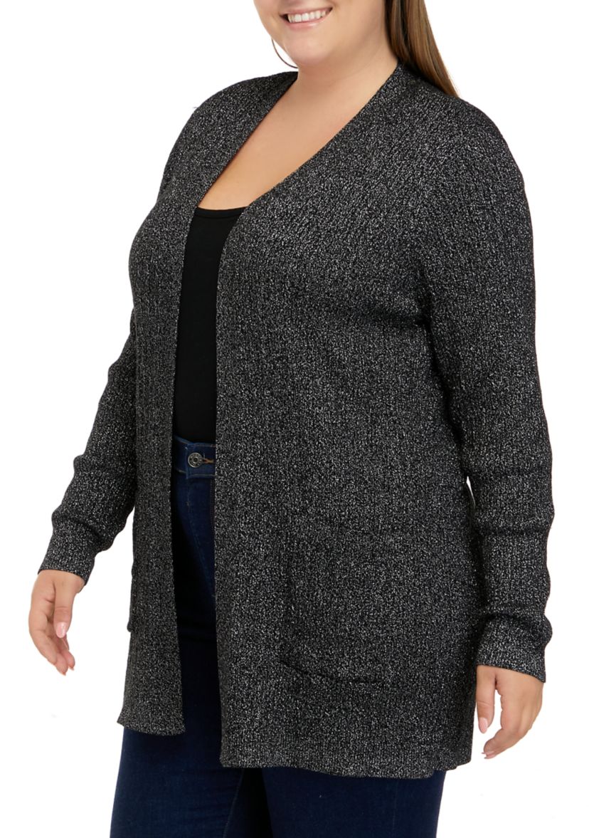 Plus Size Long Sleeve Cable Cardigan Sweater