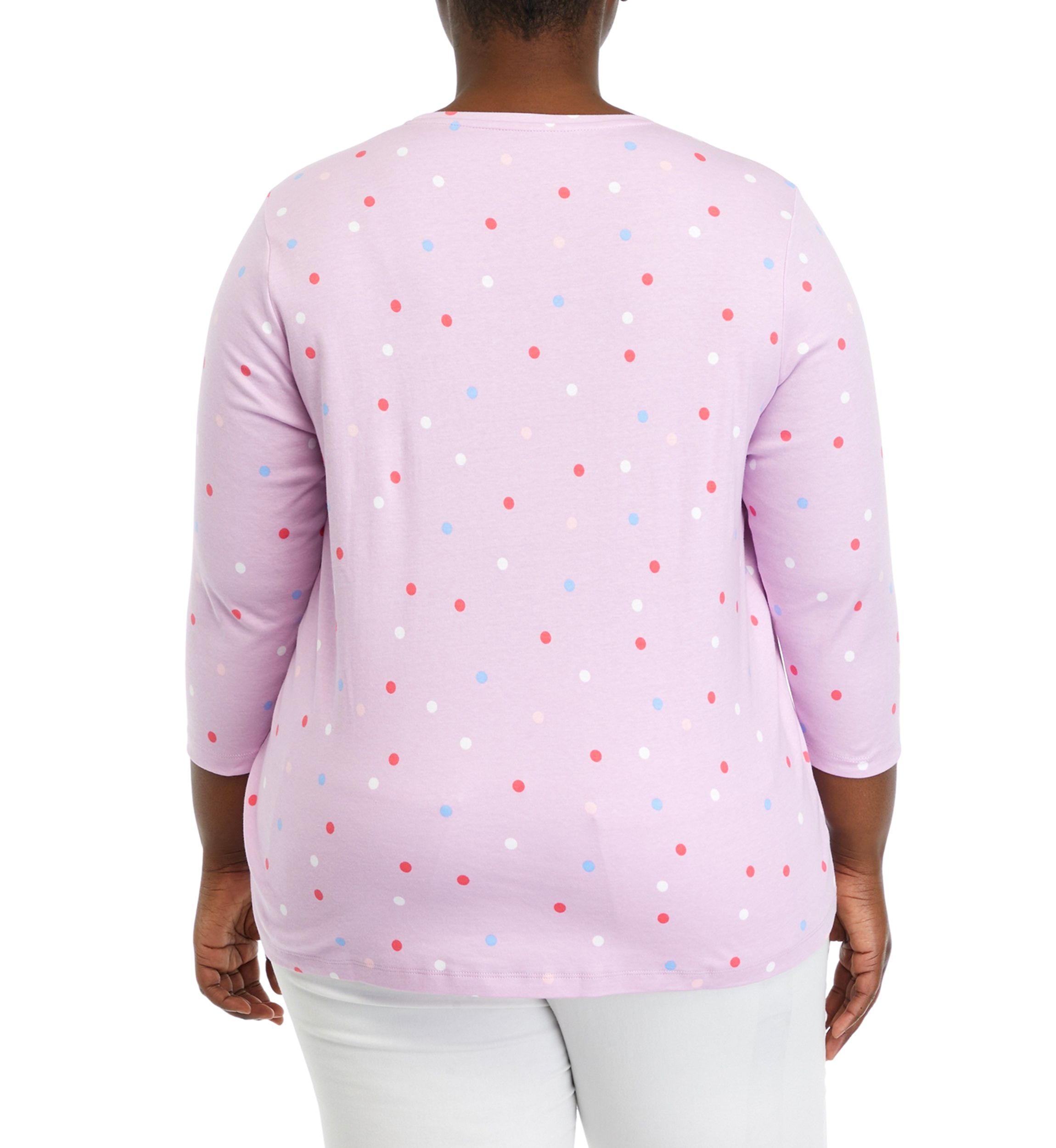 Plus Size 3/4 Sleeve Crew Neck Printed Top