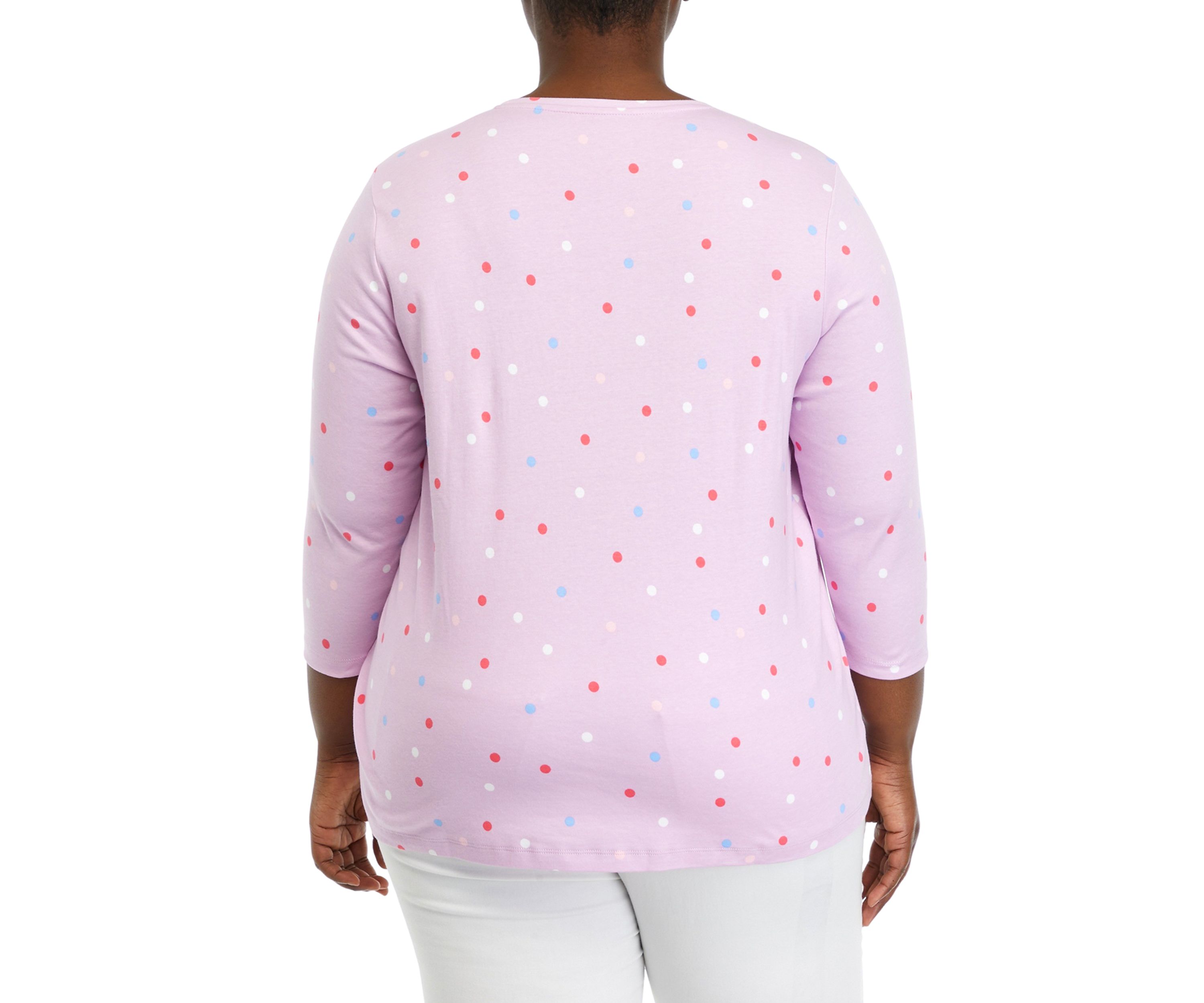 Plus Size 3/4 Sleeve Crew Neck Printed Top
