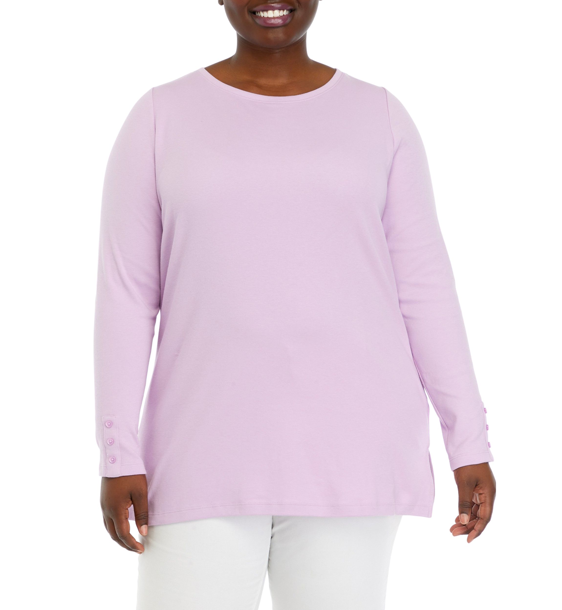 Plus Size Long Sleeve Solid Tunic Top