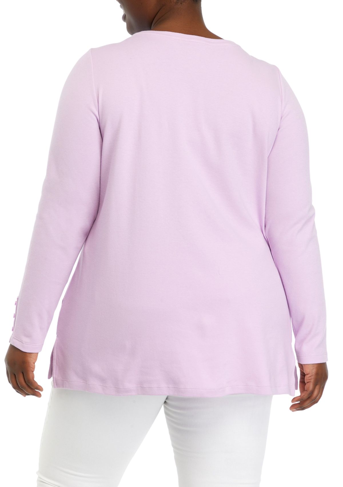 Plus Size Long Sleeve Solid Tunic Top