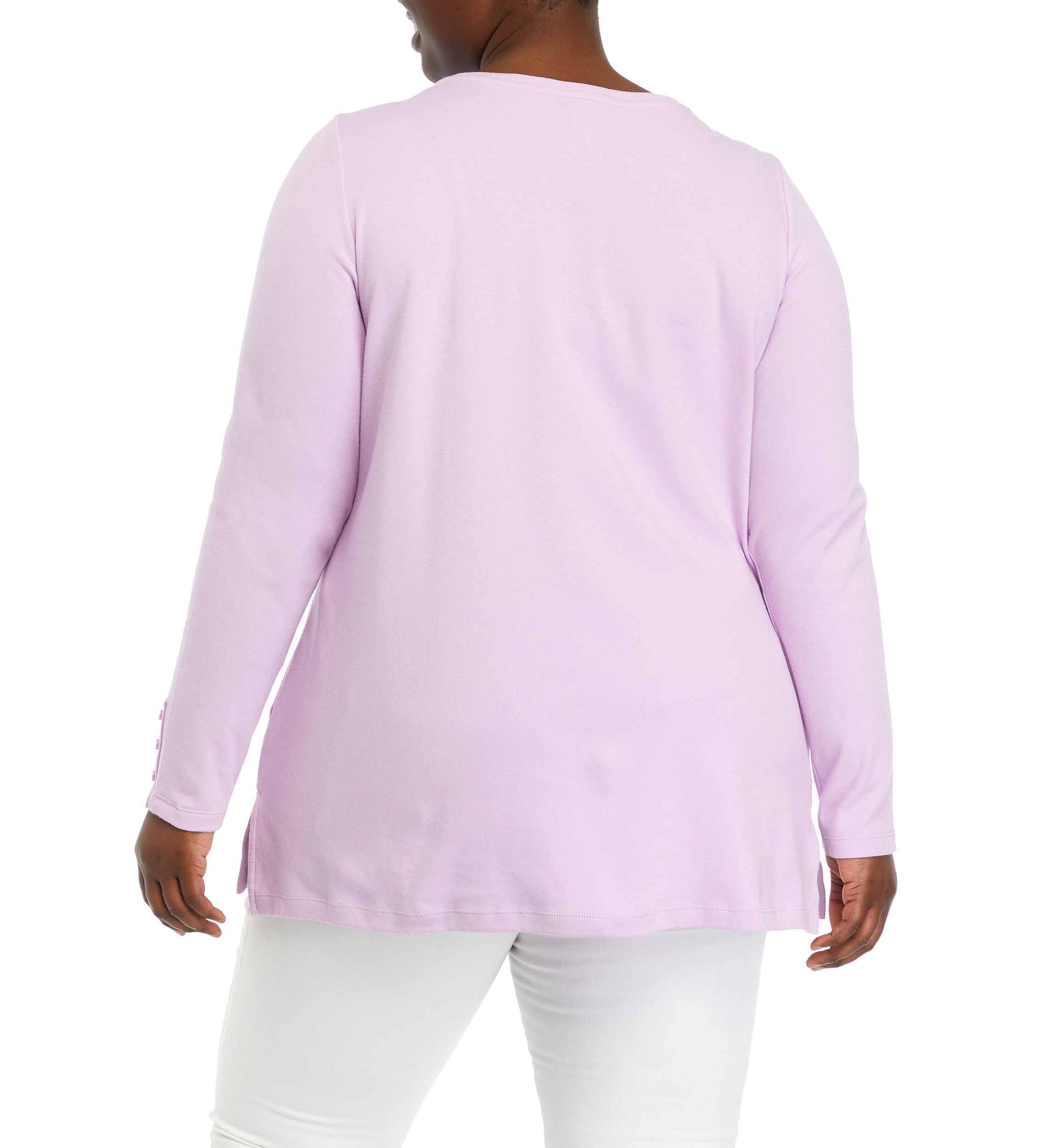Plus Size Long Sleeve Solid Tunic Top