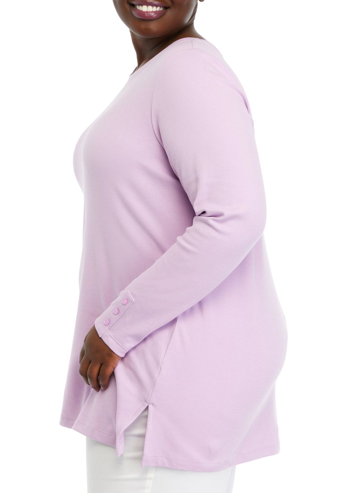 Plus Size Long Sleeve Solid Tunic Top