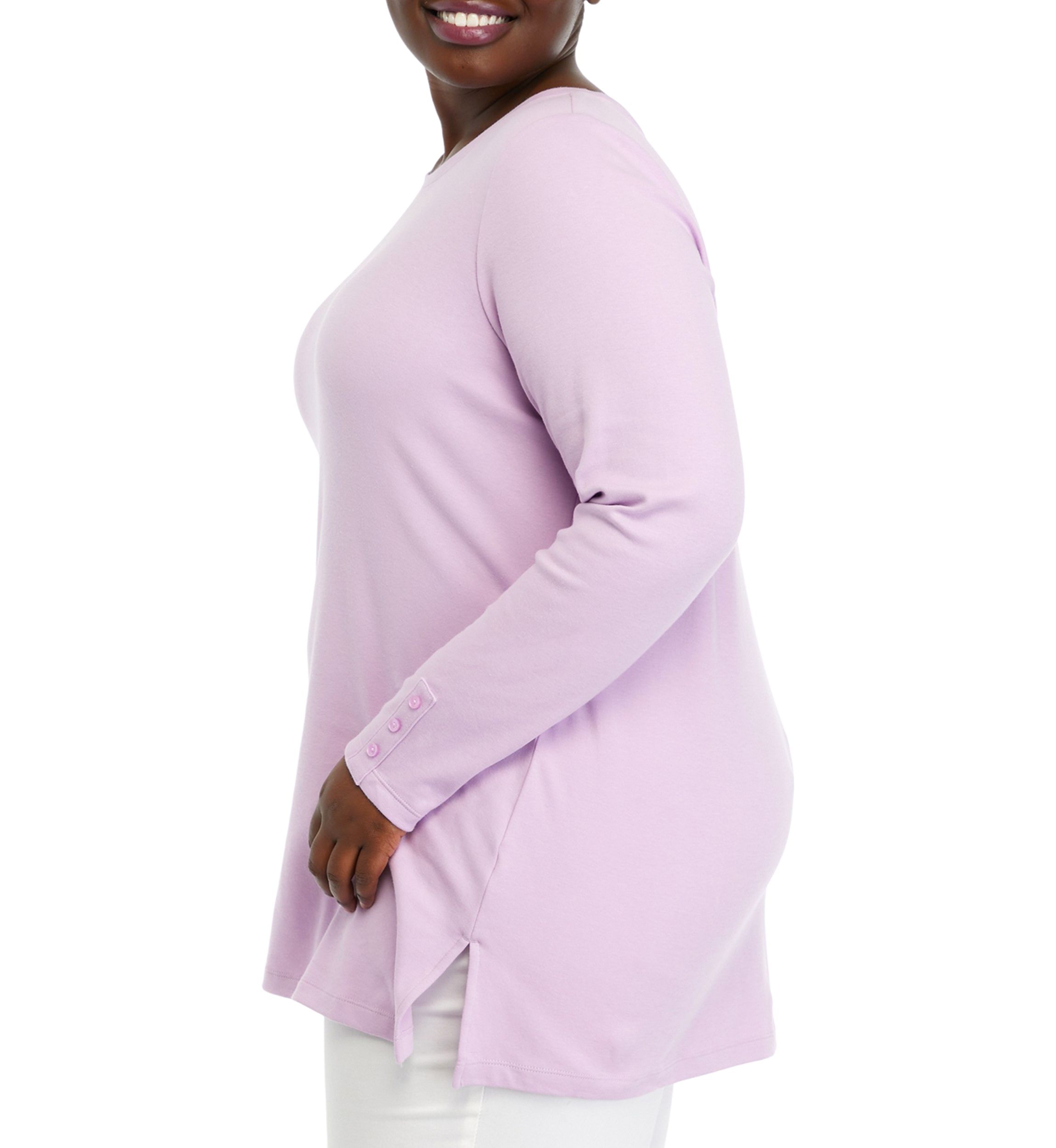 Plus Size Long Sleeve Solid Tunic Top
