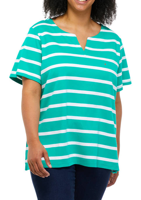 Kim Rogers® Plus Size Yarn Dye Stripe Top