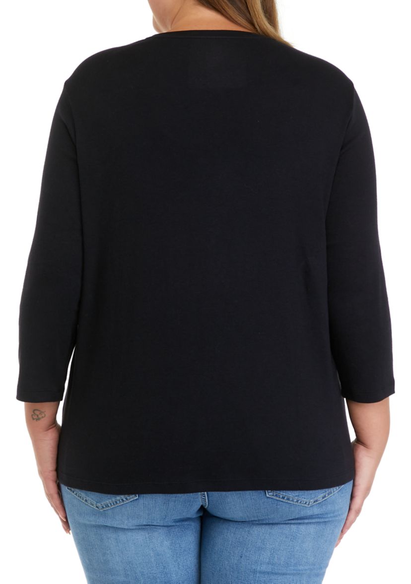 Plus Size 3/4 Sleeve T-Shirt 