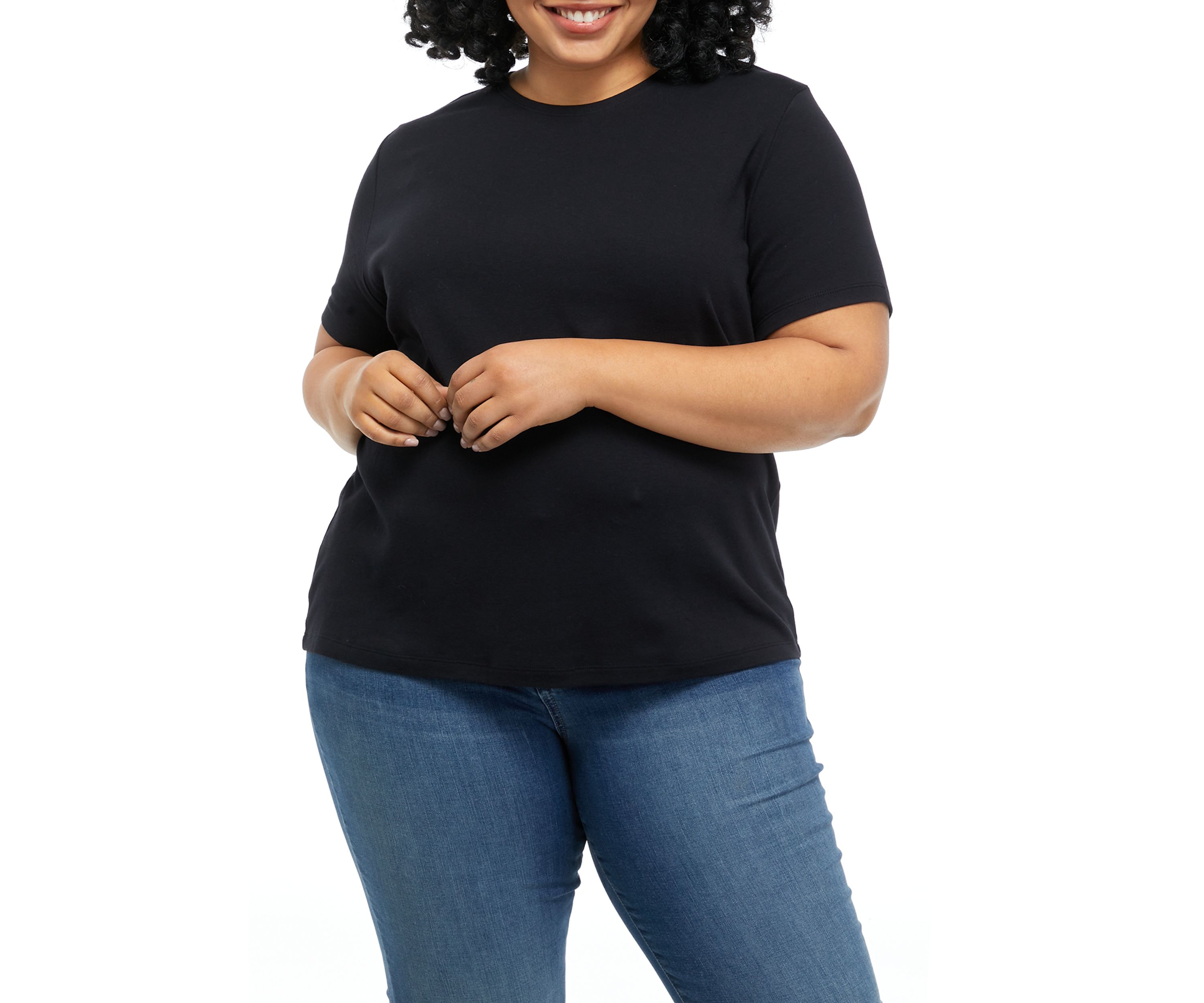 Plus Size Solid Short Sleeve Crew Neck T-Shirt
