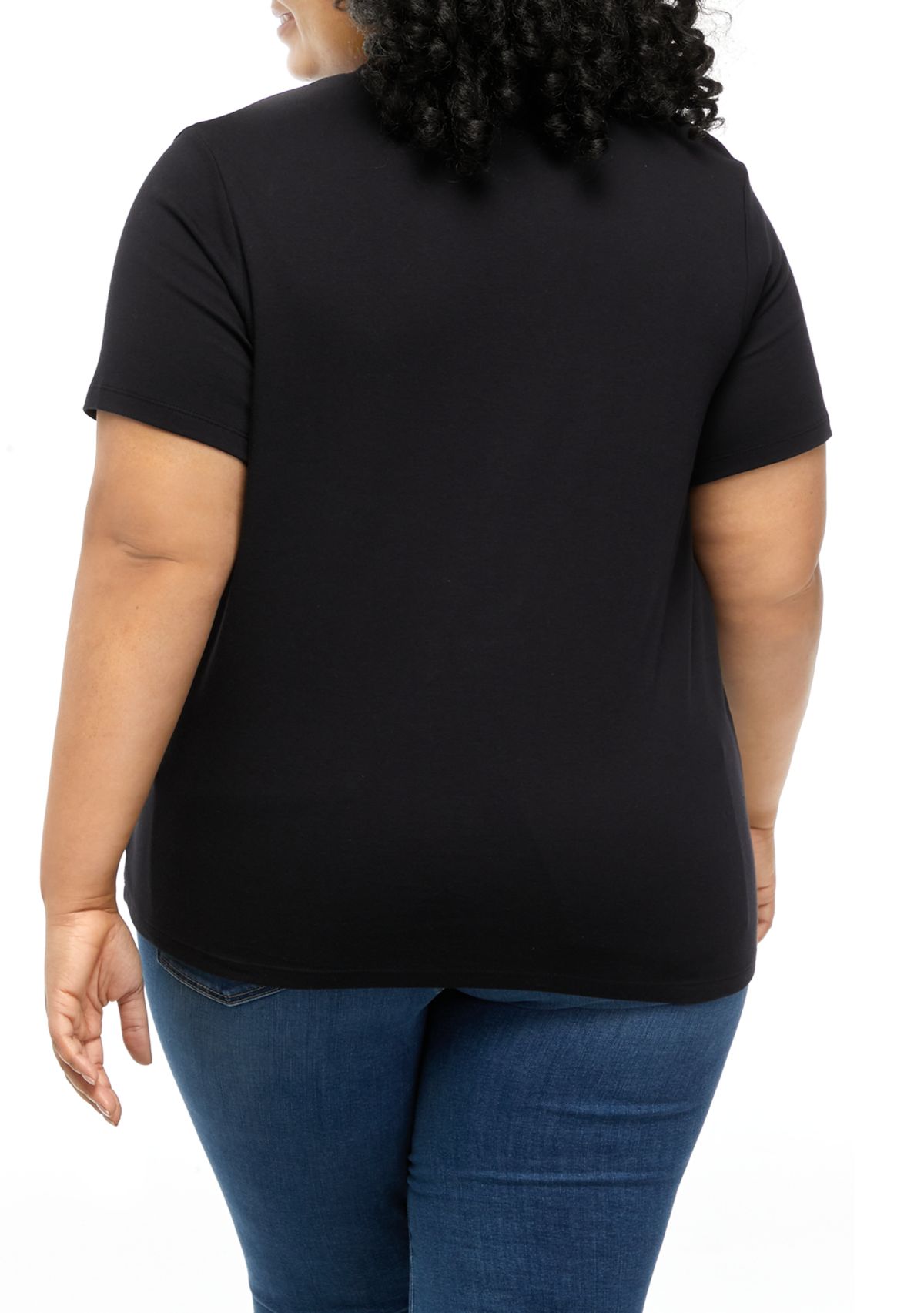 Plus Size Solid Short Sleeve Crew Neck T-Shirt