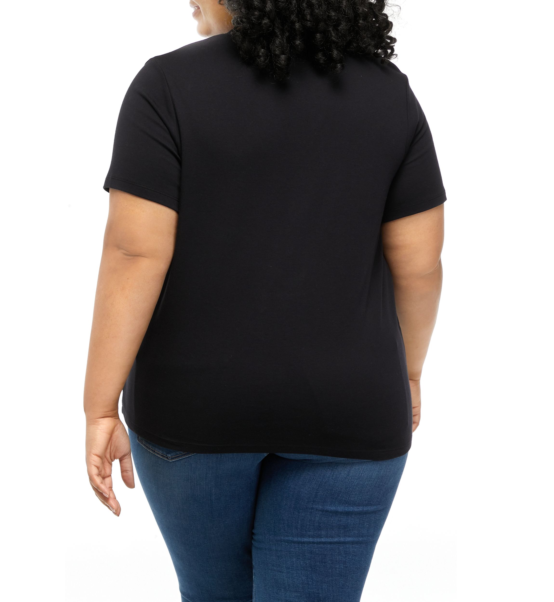 Plus Size Solid Short Sleeve Crew Neck T-Shirt
