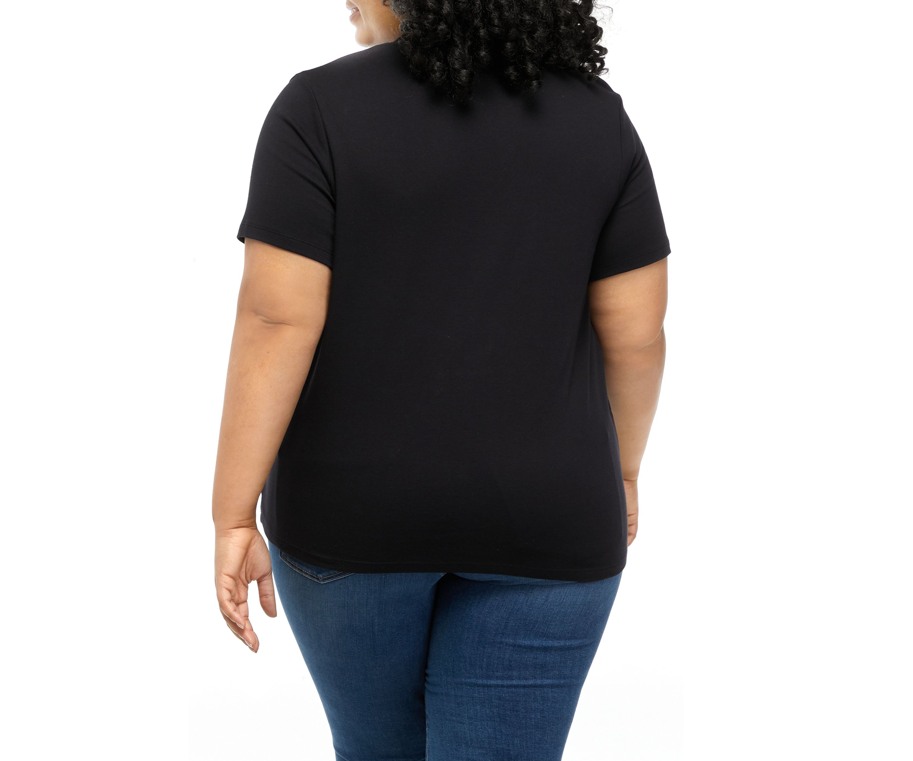 Plus Size Solid Short Sleeve Crew Neck T-Shirt