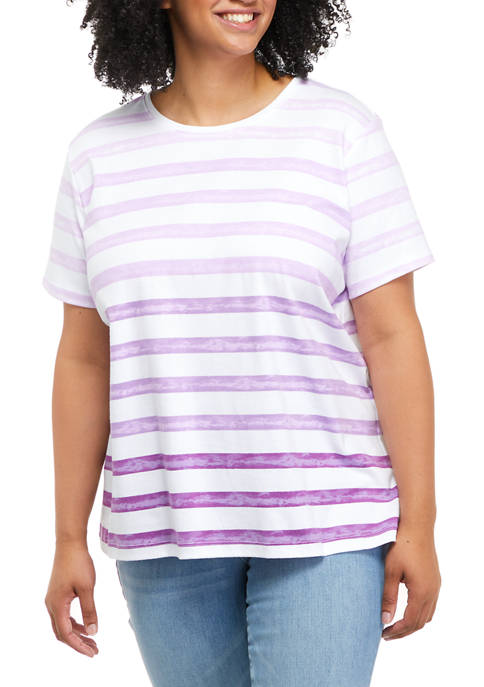 Kim Rogers® Plus Size Ombr&eacute; Striped Short Sleeve