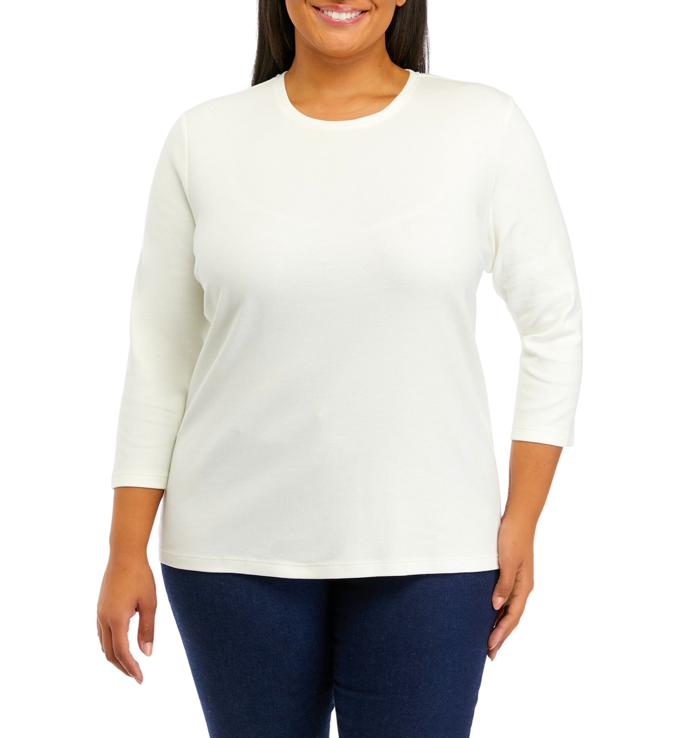Plus Size 3/4 Crew Neck T-Shirt 