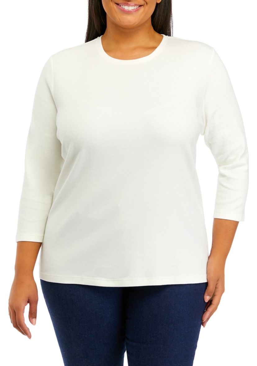 Plus Size 3/4 Crew Neck T-Shirt 