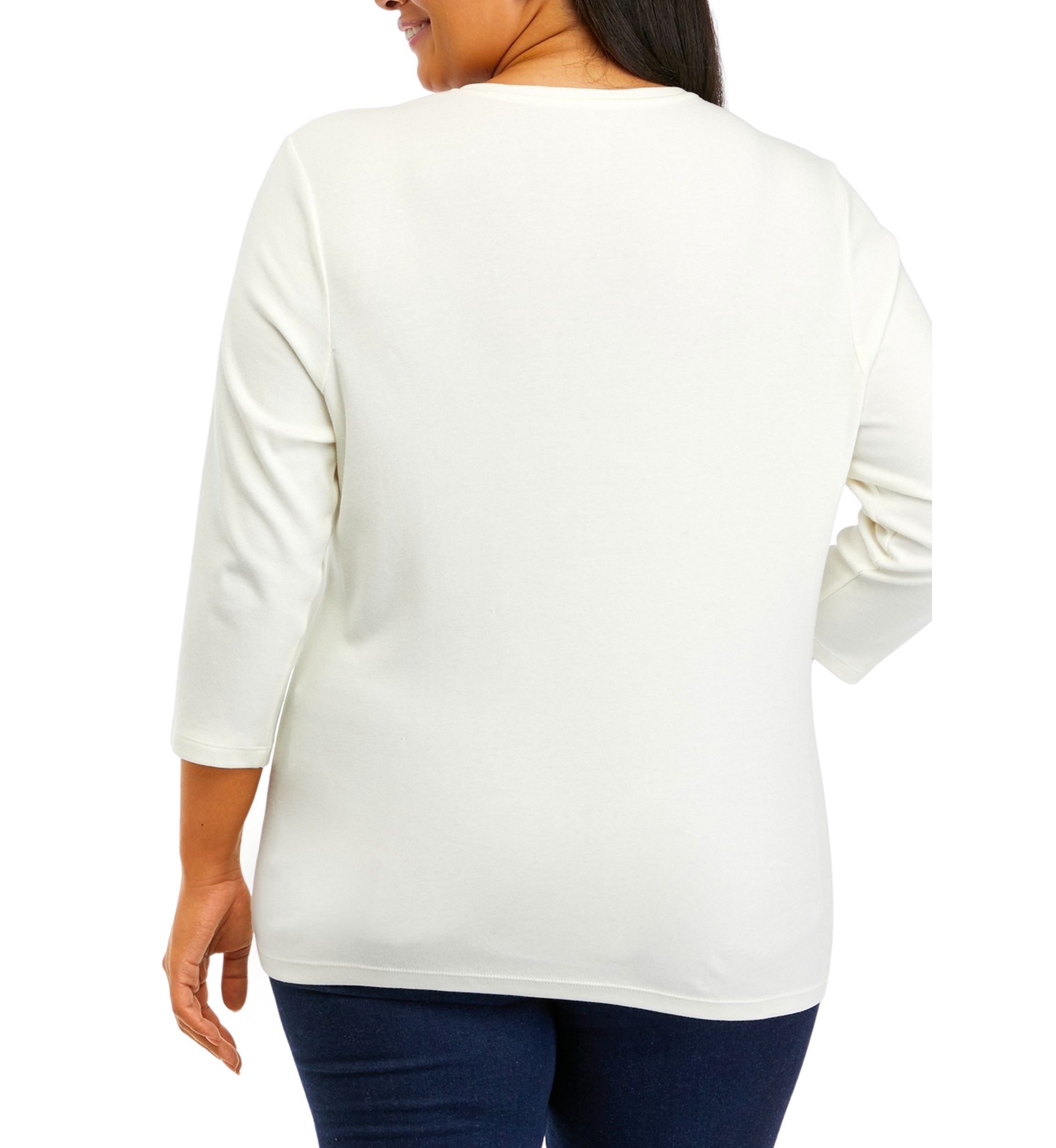 Plus Size 3/4 Crew Neck T-Shirt 