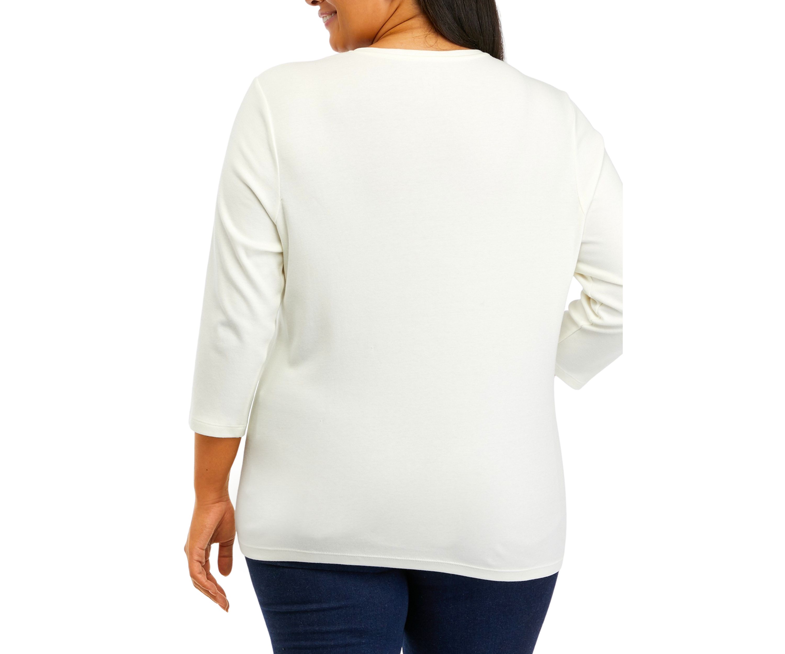 Plus Size 3/4 Crew Neck T-Shirt 
