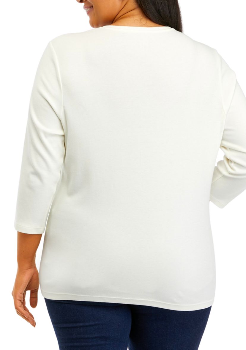 Plus Size 3/4 Crew Neck T-Shirt 