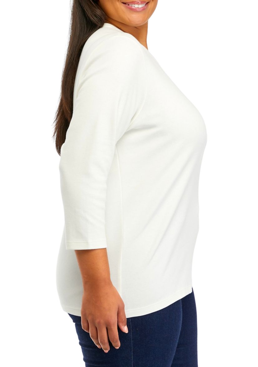 Plus Size 3/4 Crew Neck T-Shirt 