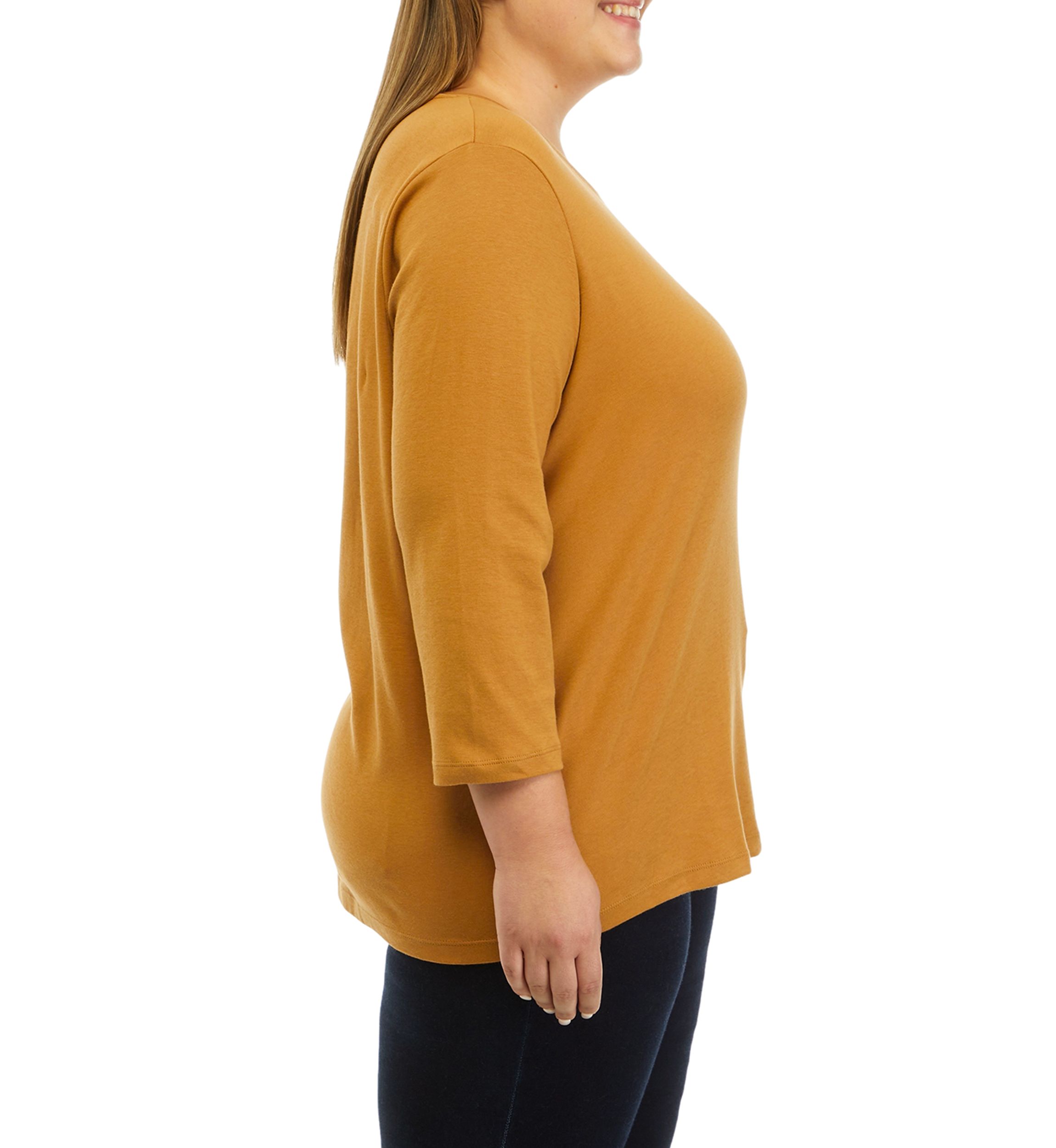 Plus Size 3/4 Sleeve Crew Neck Fashion Shirt