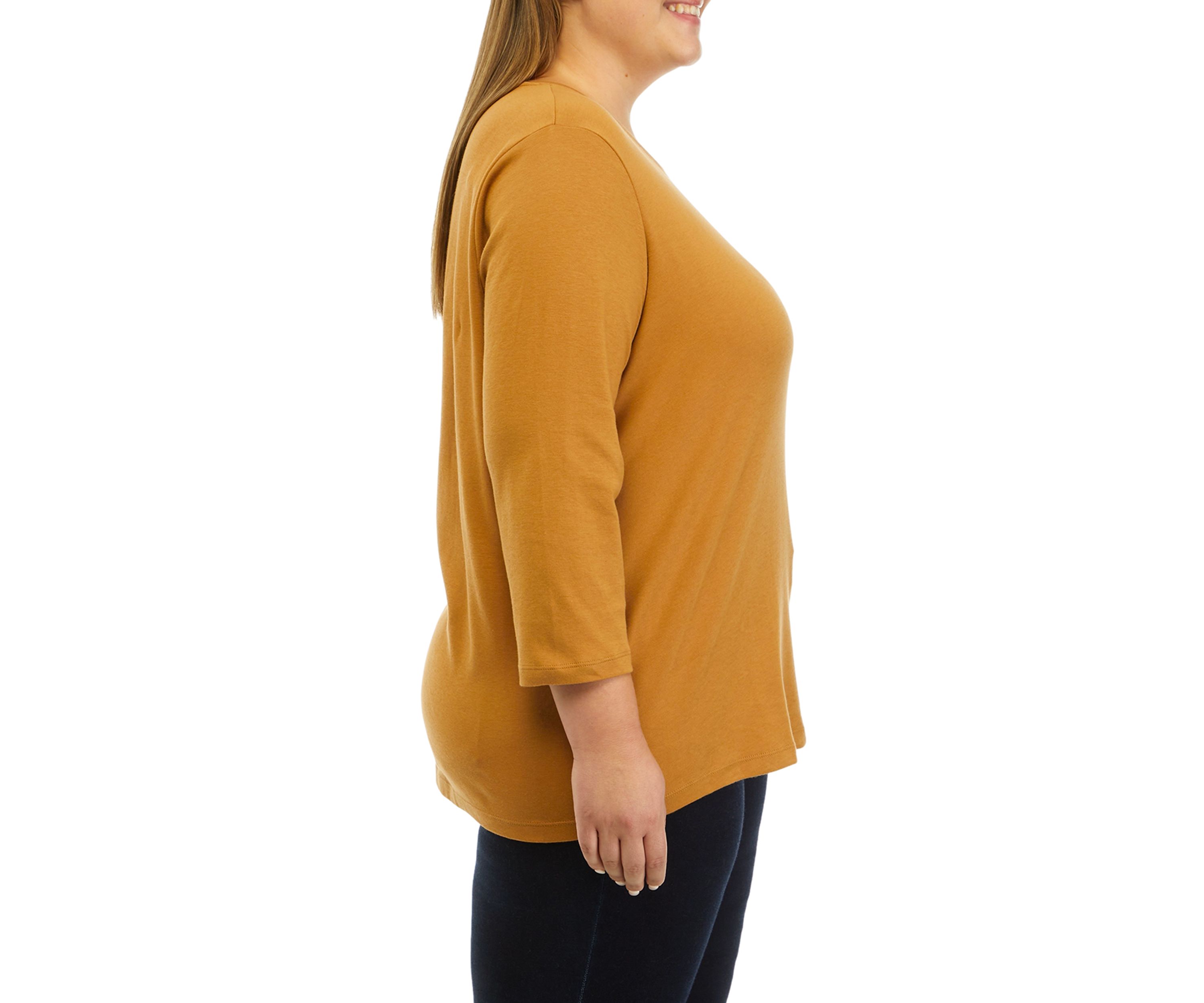 Plus Size 3/4 Sleeve Crew Neck Fashion Shirt