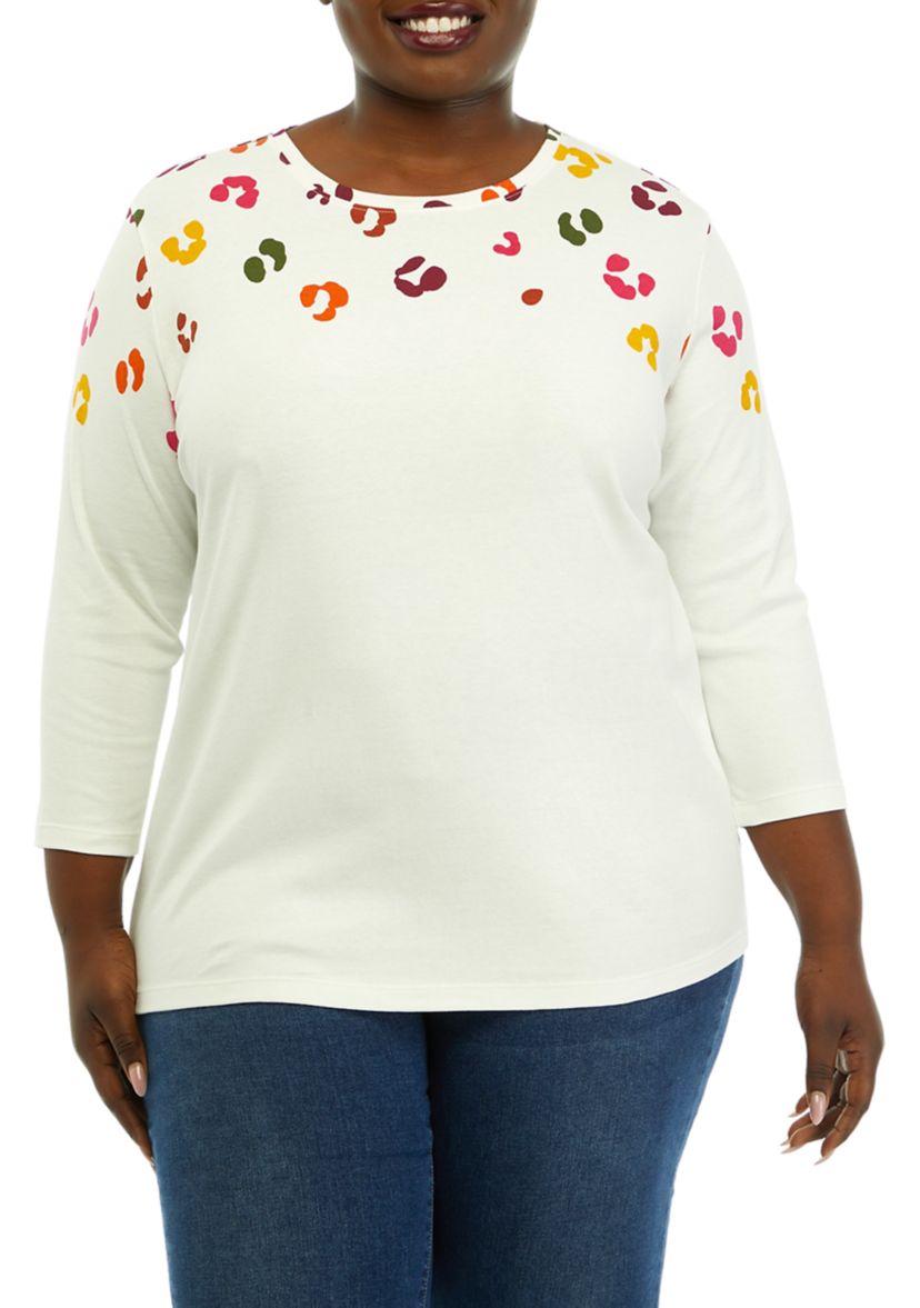 Plus Size Placement Printed Top