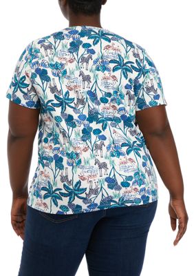 SELONE Hawaiian Shirts for Women Plus Size Short Sleeve Tops