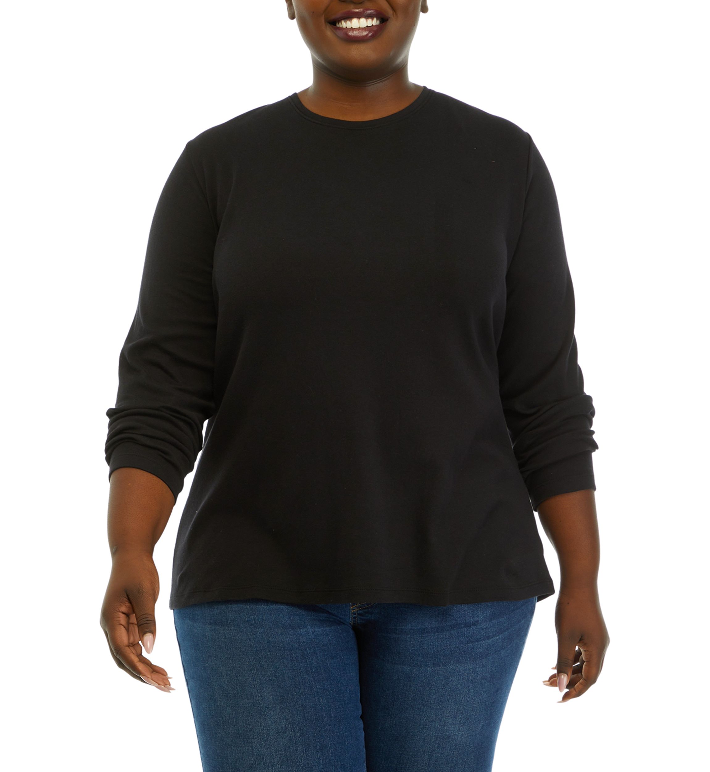 Plus Size Solid Crew Neck Top
