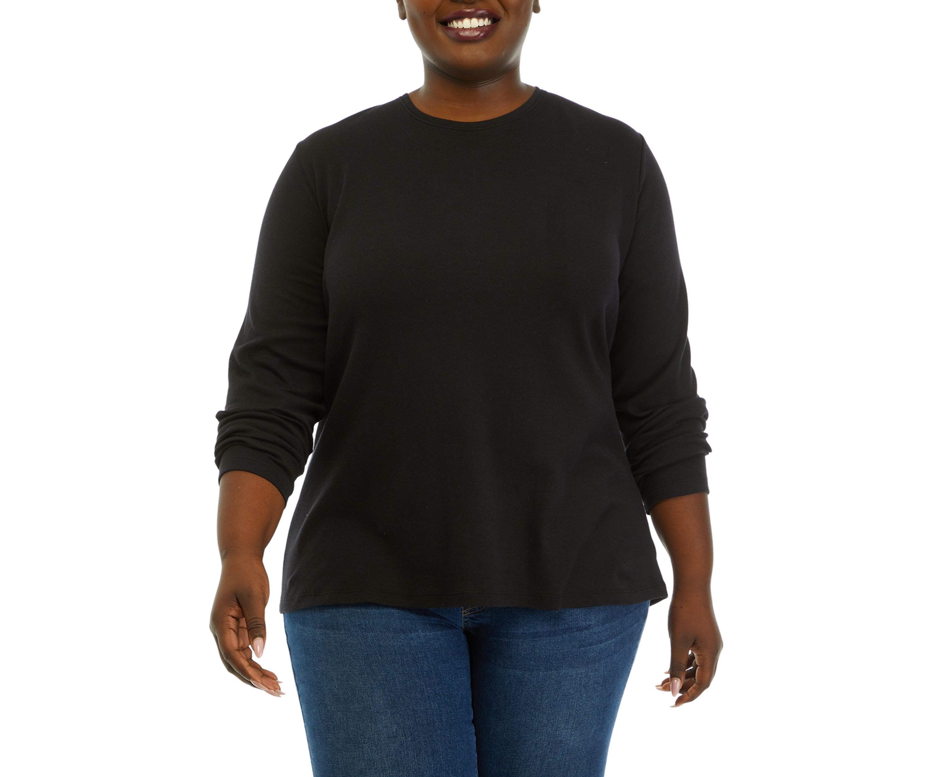 Plus Size Solid Crew Neck Top