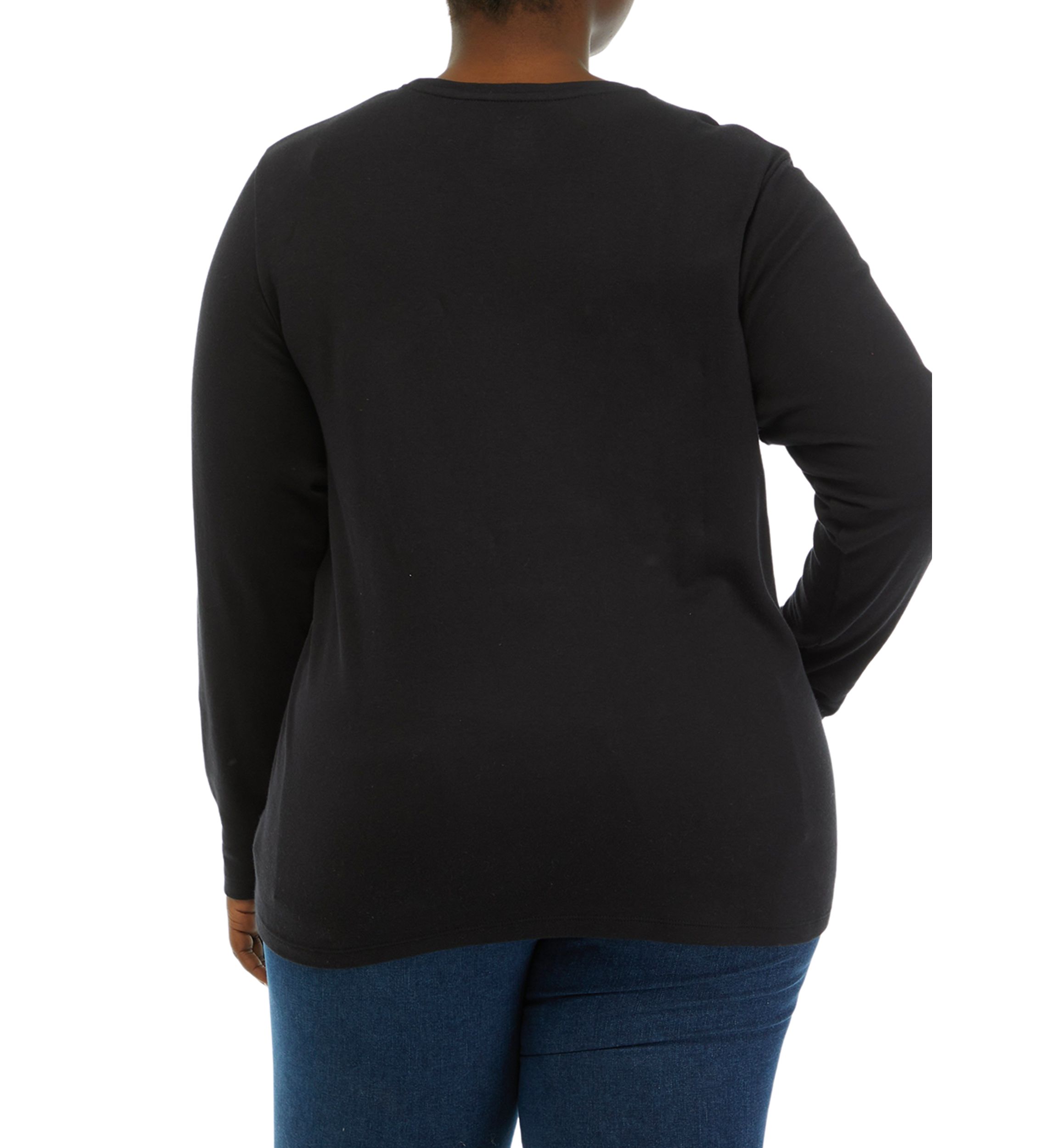 Plus Size Solid Crew Neck Top