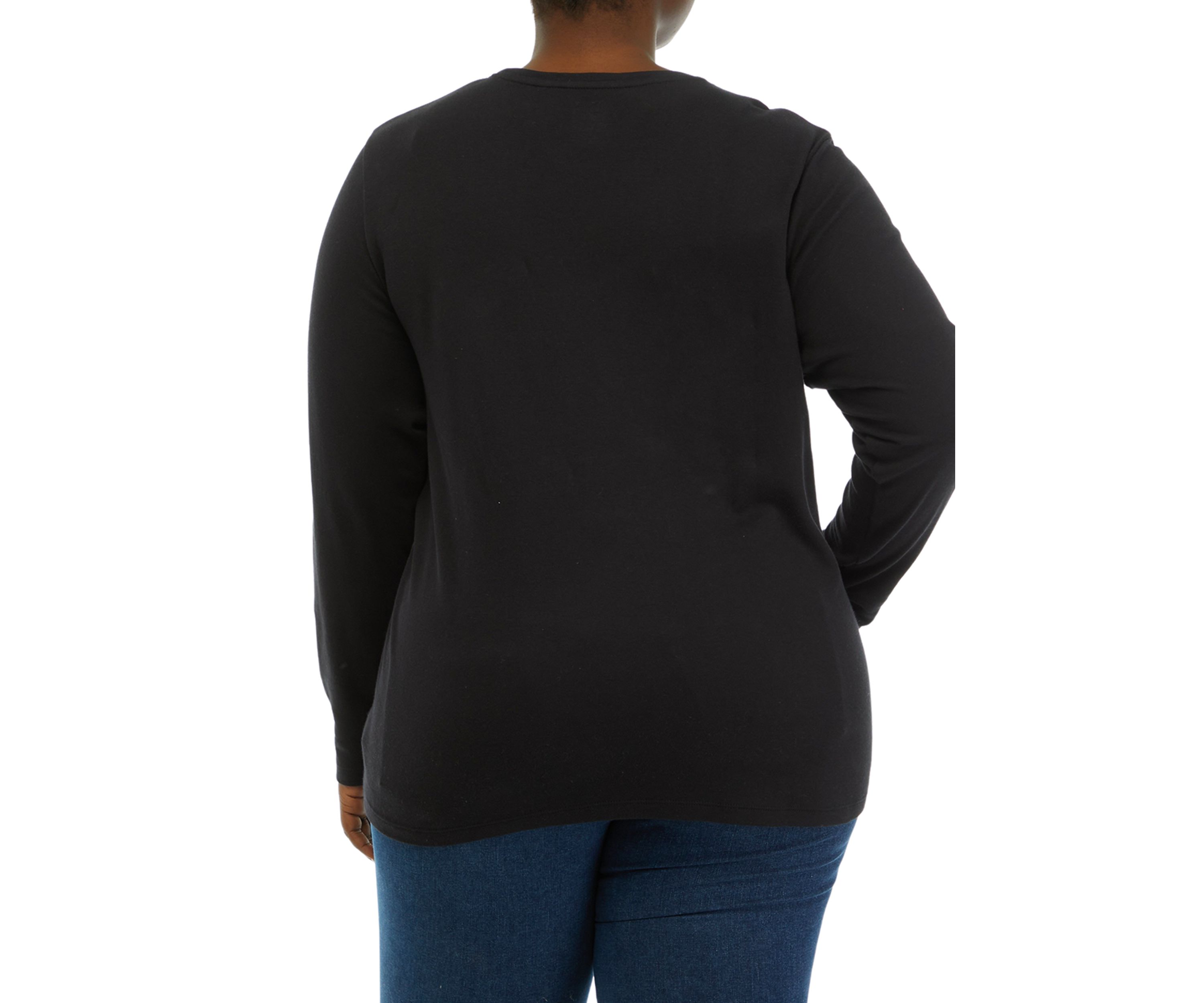 Plus Size Solid Crew Neck Top